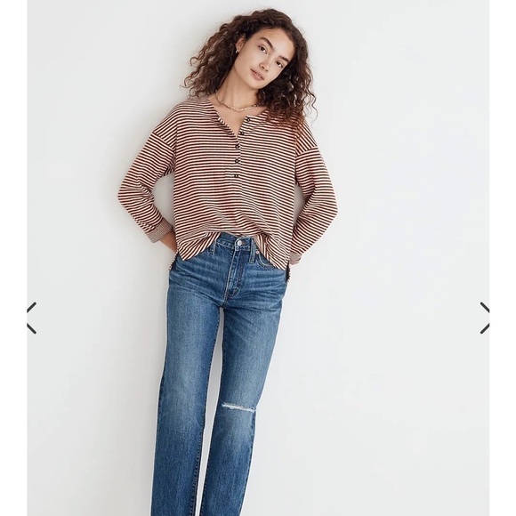 Madewell Double-Faced Henley Tee in Stripe - Picture 6 of 16